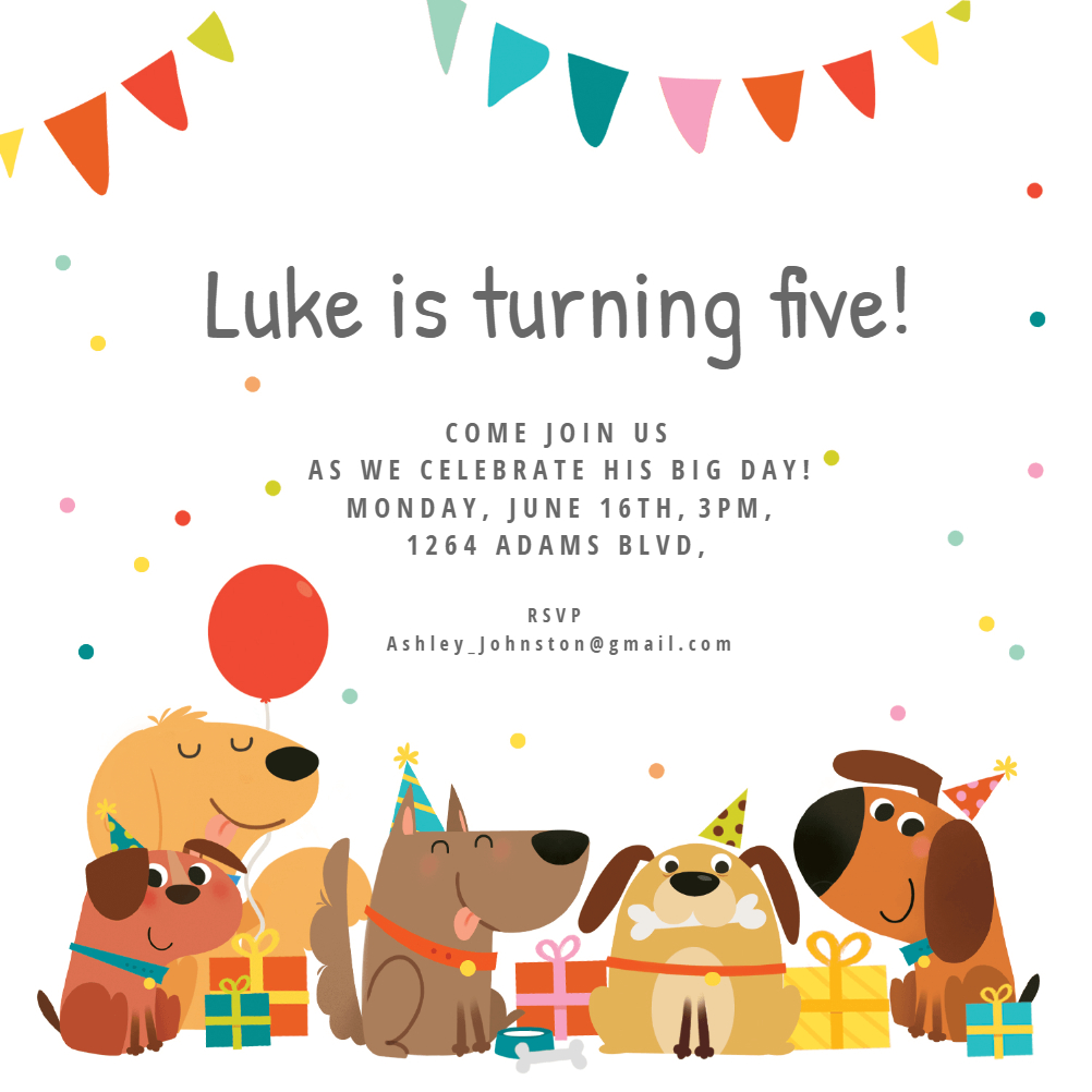 Dog Birthday Invitation Template (Free) | Greetings Island - Free Printable Puppy Dog Birthday Invitations