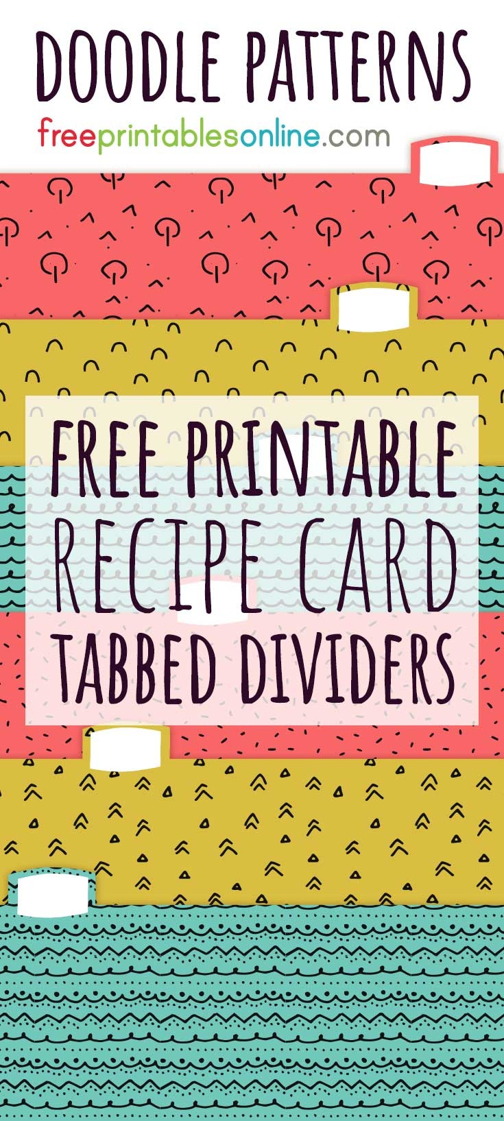 Doodle Patterns Recipe Card Box Dividers - Free Printables Online - Free Printable Recipe Dividers