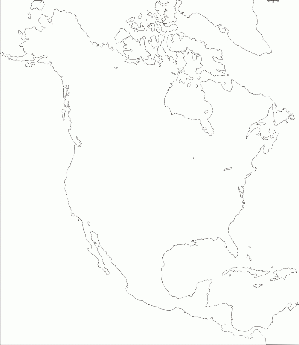Free Printable Outline Map Of North America Free Printable A To Z