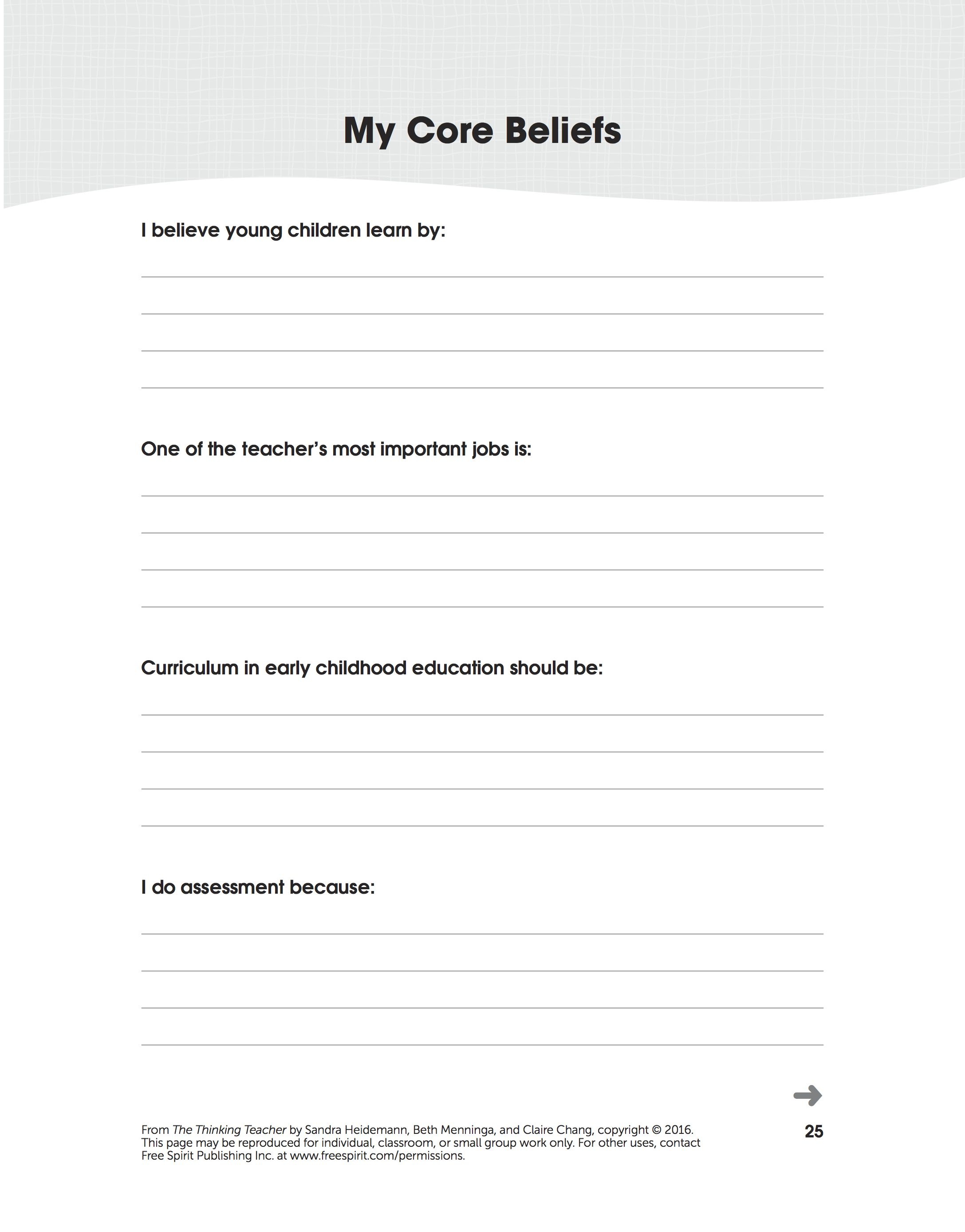 Download &amp;quot;my Core Beliefs,&amp;quot; A Free Printable Worksheet From &amp;quot;the - Free Printable Worksheets On Depression