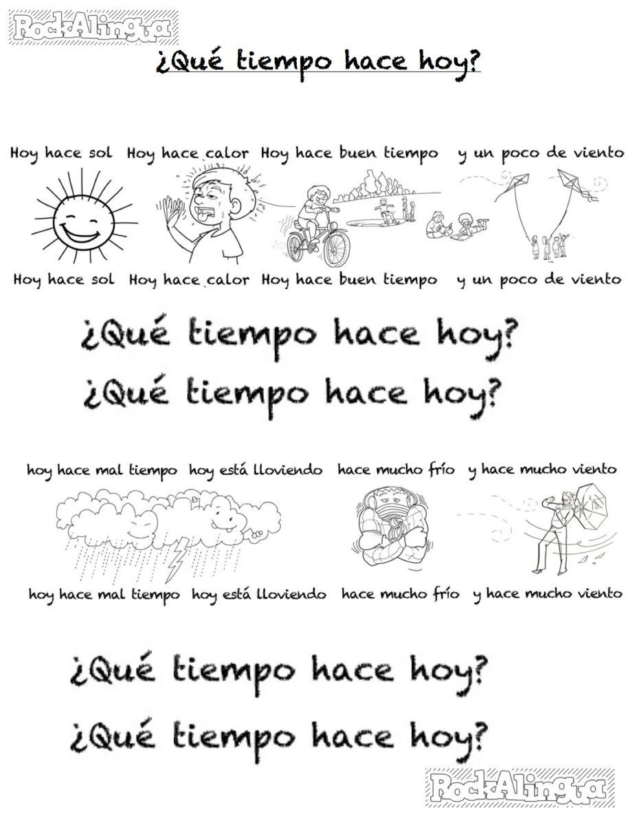 Downloadable Coloring Sheet For The Spanish Weather Song - Free Printable Hoy Sheets