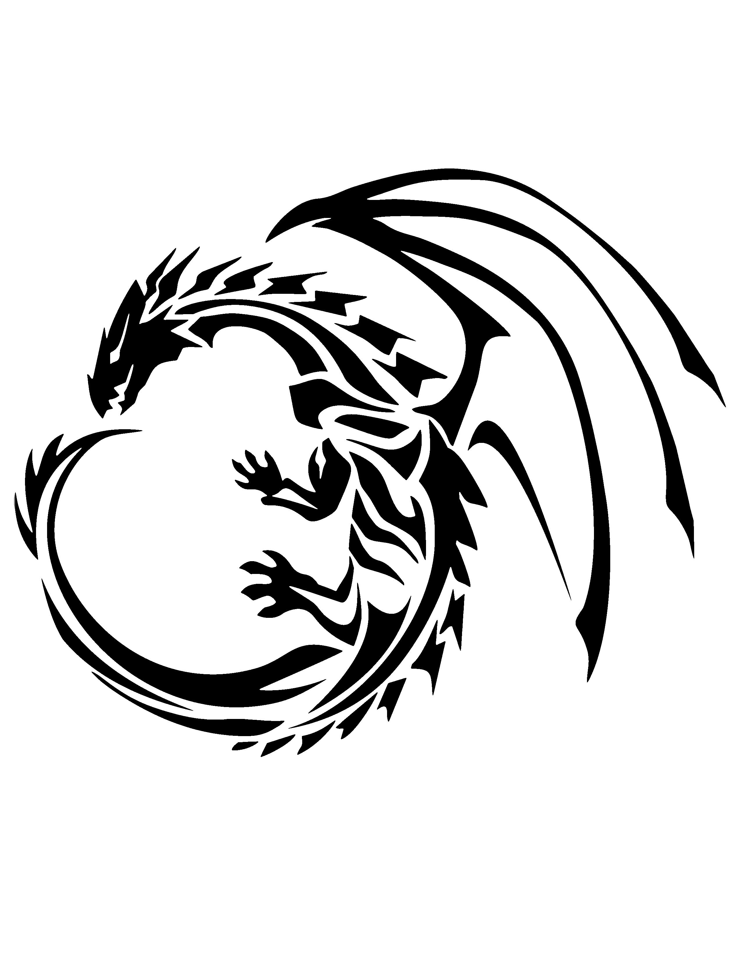 Dragon Stencil | Stencils | Tribal Dragon Tattoos, Tribal Tattoos - Free Printable Dragon Stencils