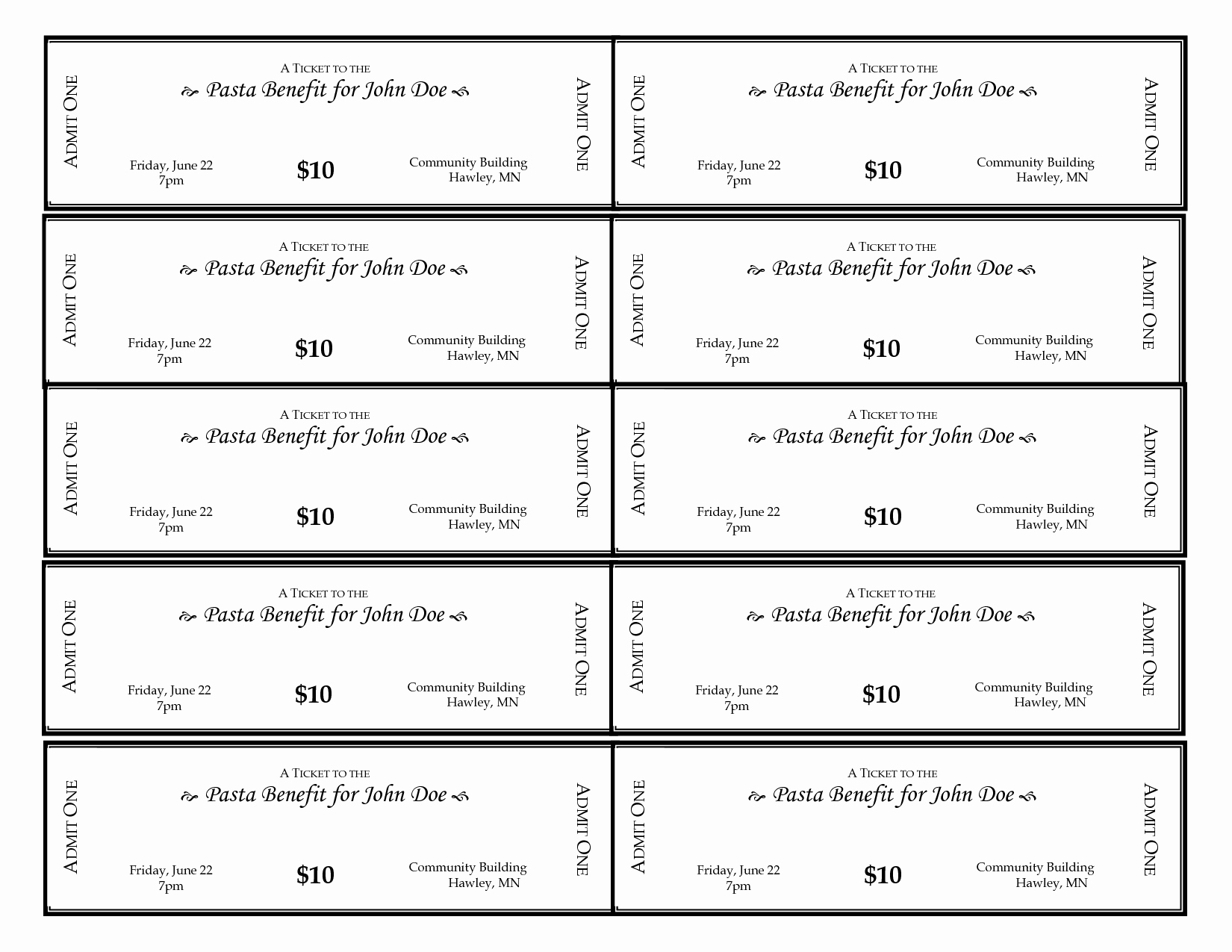 free printable raffle tickets with stubs free printable