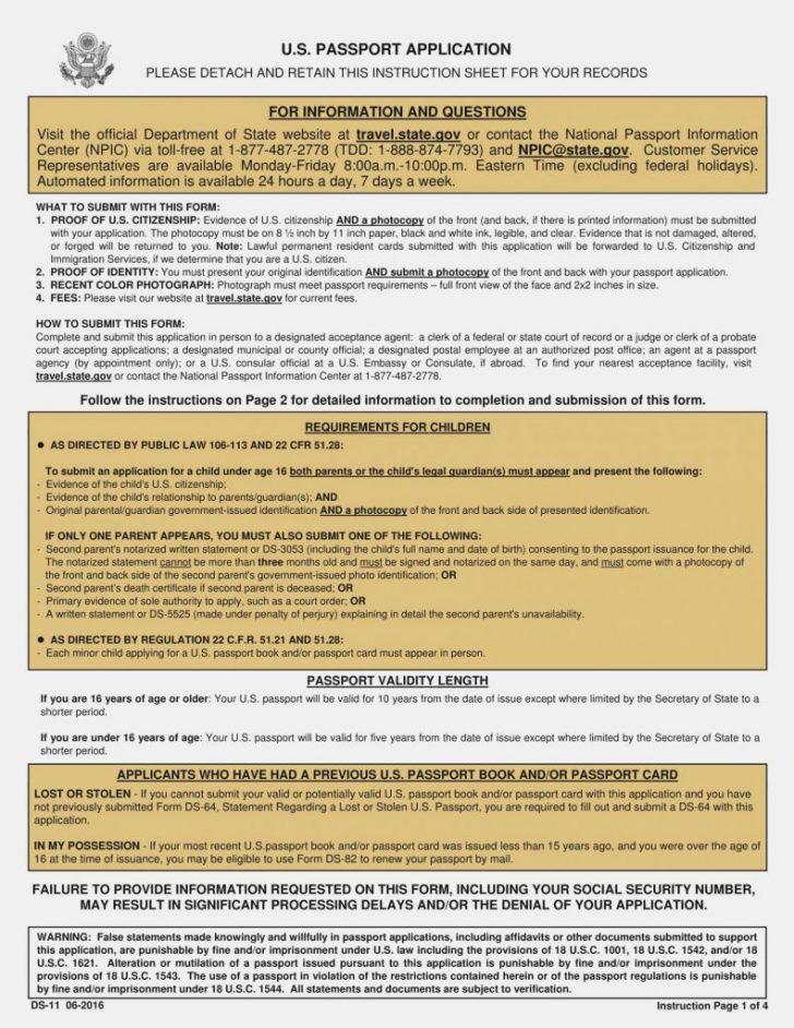 Ds 11 Form For Passport - Travelingshana - Free Printable Ds 11 