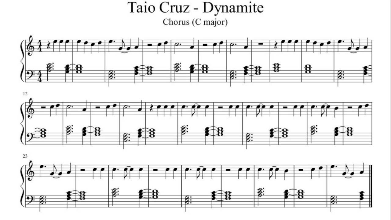 Dynamite - Taio Cruz (Chorus) - Easy Piano Sheet Music | Music Teaching - Dynamite Piano Sheet Music Free Printable