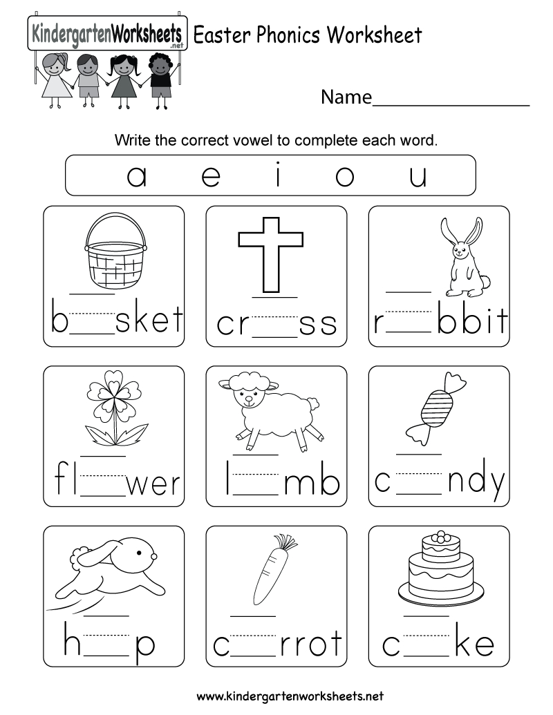 Easter Phonics Worksheet - Free Kindergarten Holiday Worksheet For Kids - Phonics Pictures Printable Free