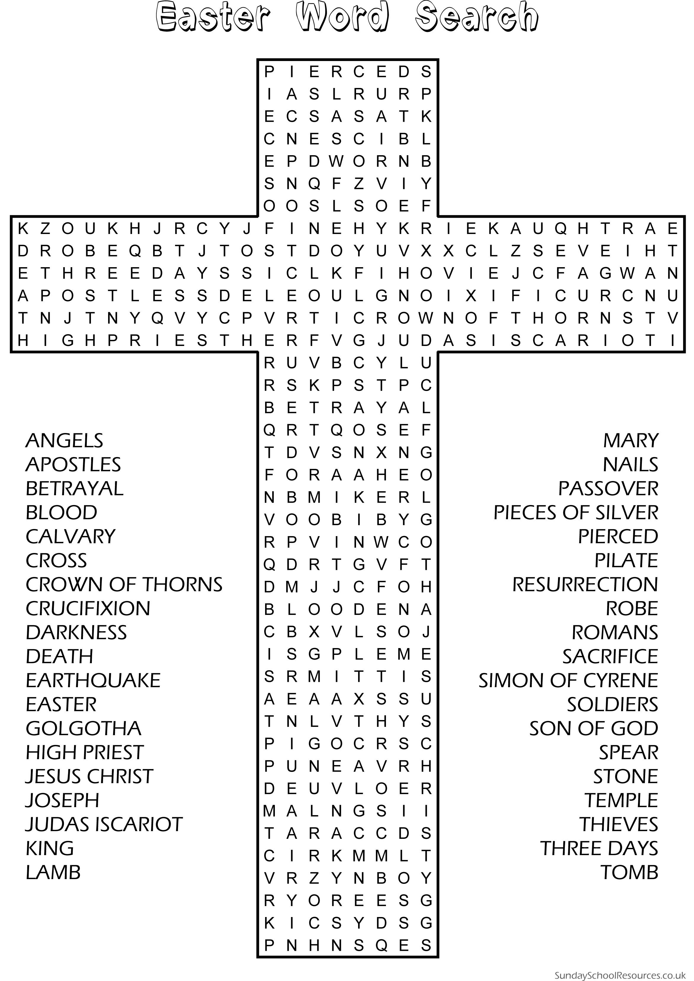 Easter Word Search - Sunday School Activity Website Has Good - Free Printable Religious Easter Word Searches