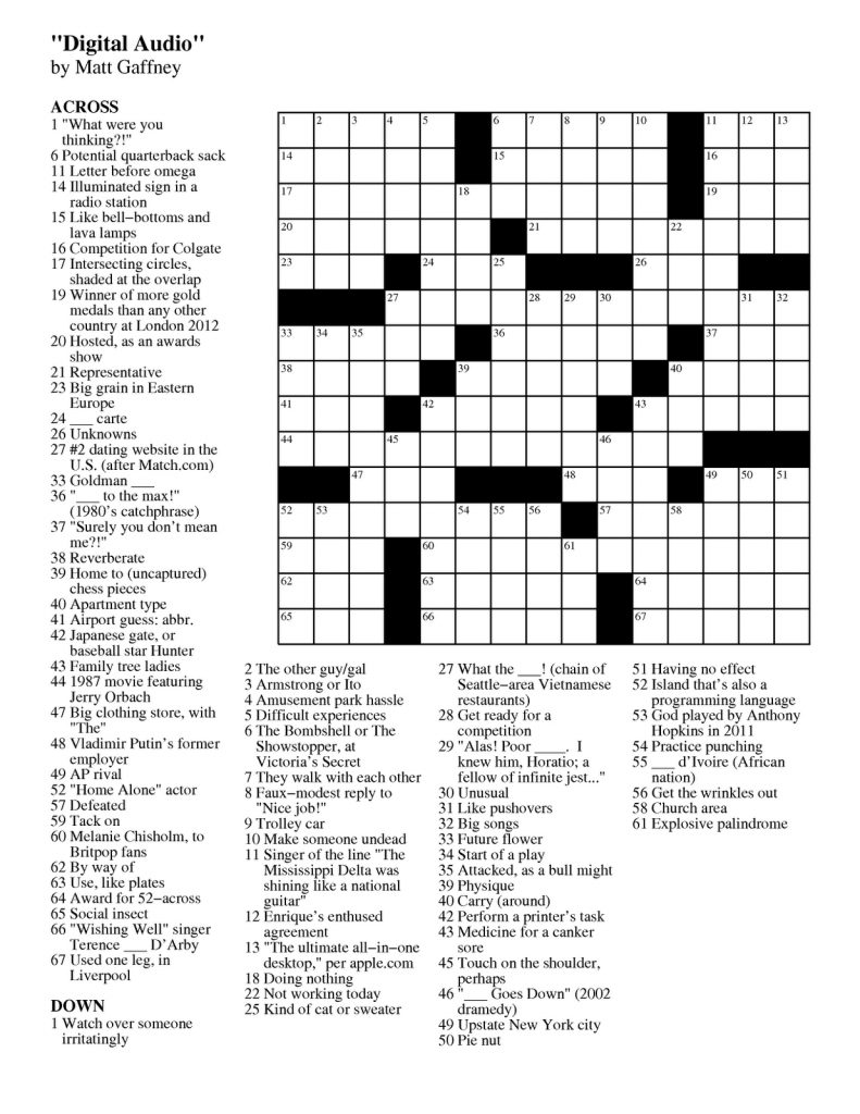 Easy Celebrity Crossword Puzzles Printable Free Daily Printable