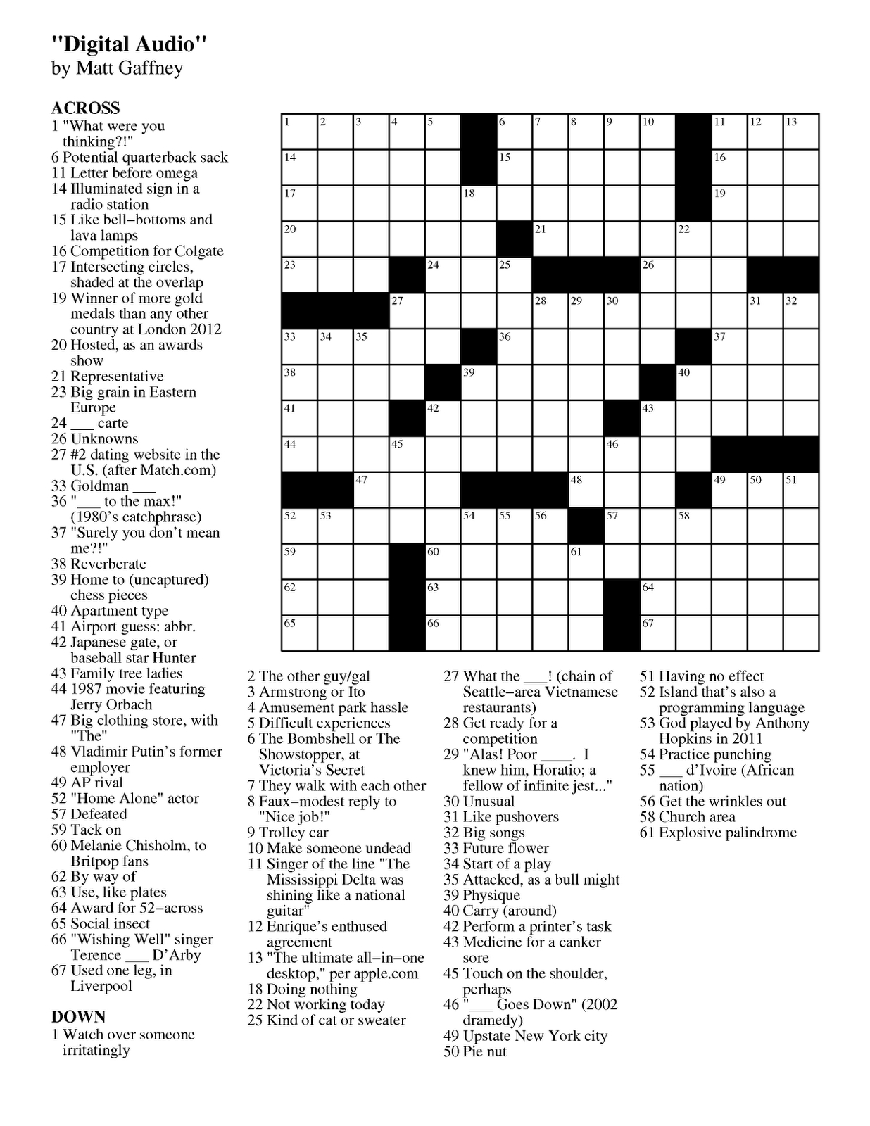 Digital Audio File That Can Be Downloaded Crossword ...