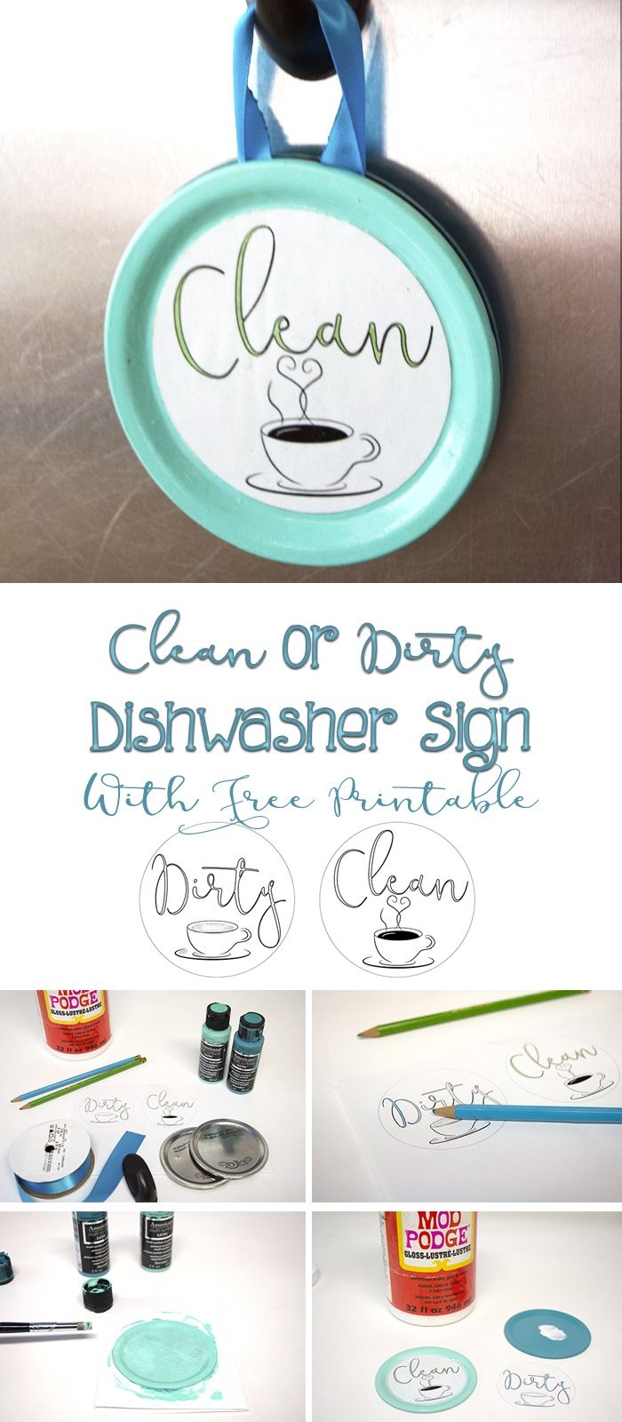 Easy Clean Or Dirty Dishwasher Sign With Free Printable | Diy From - Free Printable Clean Dirty Dishwasher Sign