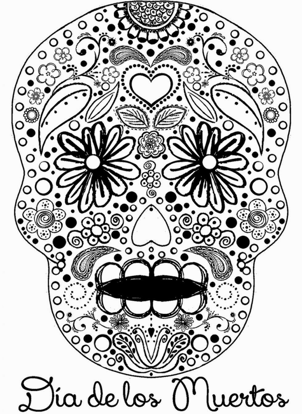 Easy Day Of The Dead Coloring Pages. Day Of The Dead Coloring Pages - Free Printable Day Of The Dead Worksheets