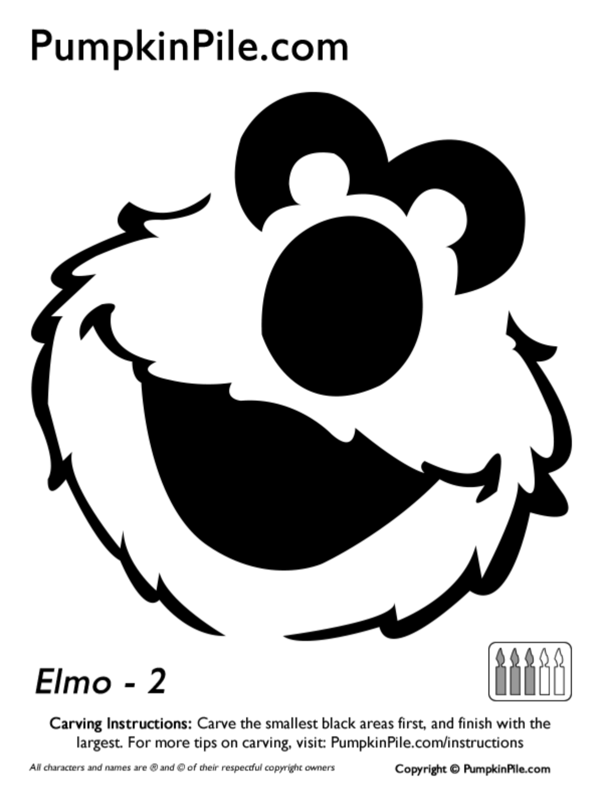 Easy Elmo Face Pumpkin Carving Stencil Template Free Printable - Free Elmo Pumpkin Pattern Printable