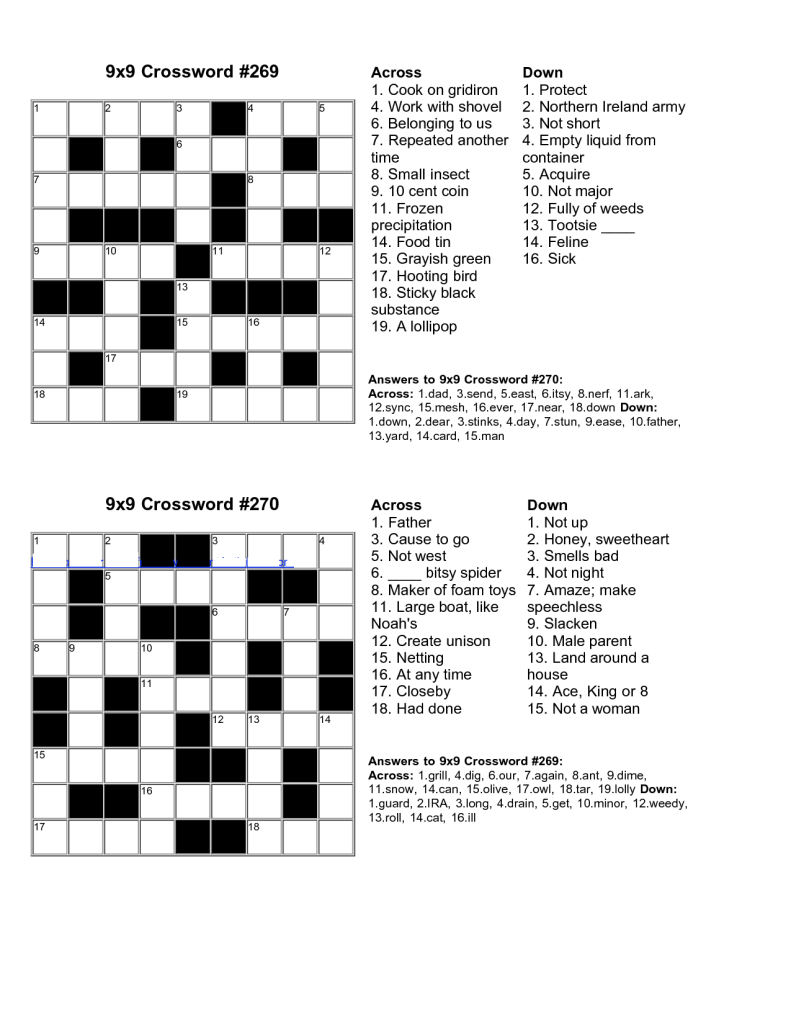 Easy Kids Crossword Puzzles | Kiddo Shelter | Educative Puzzle For - Crossword Maker Free Printable
