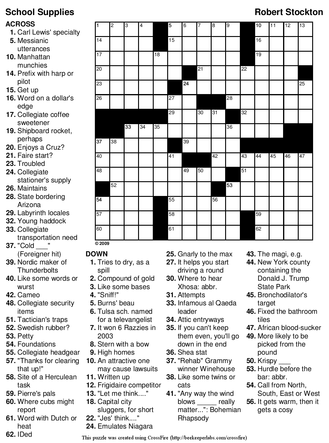 Free Printable Crossword Puzzles Medium Difficulty | Free ...