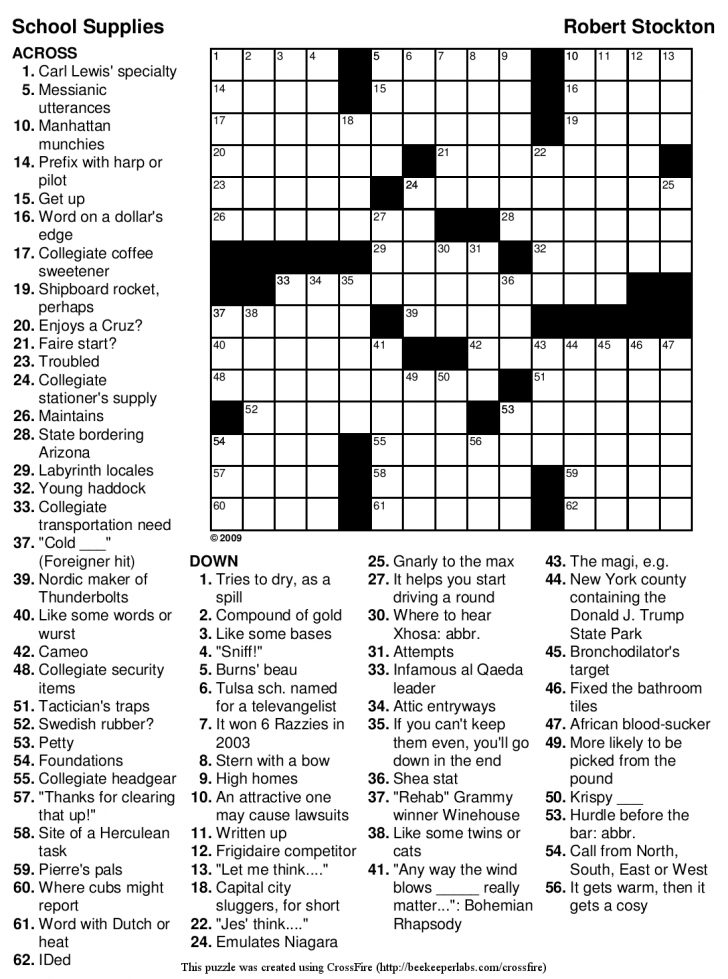 Free Printable General Knowledge Crossword Puzzles