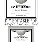 Editable Pdf Sports Team Volleyball Certificate Diy Award Template   Free Printable Softball Certificates