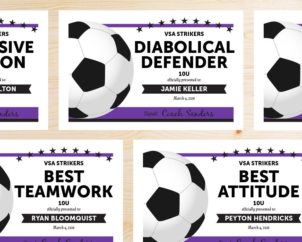 Editable Soccer Award Certificates Instant Download | Etsy - Free Soccer Award Certificates Printable
