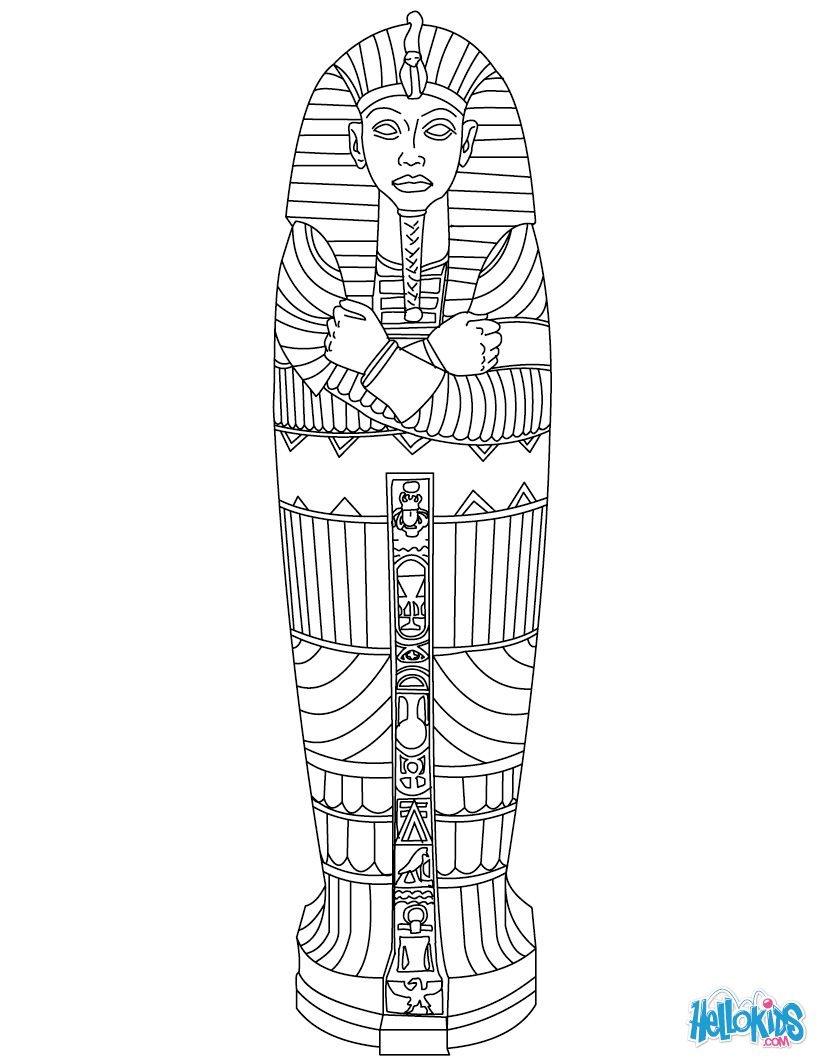 Egyptian Sarcophagus Coloring Page | Line Work | Ancient Egypt Art - Free Printable Sarcophagus