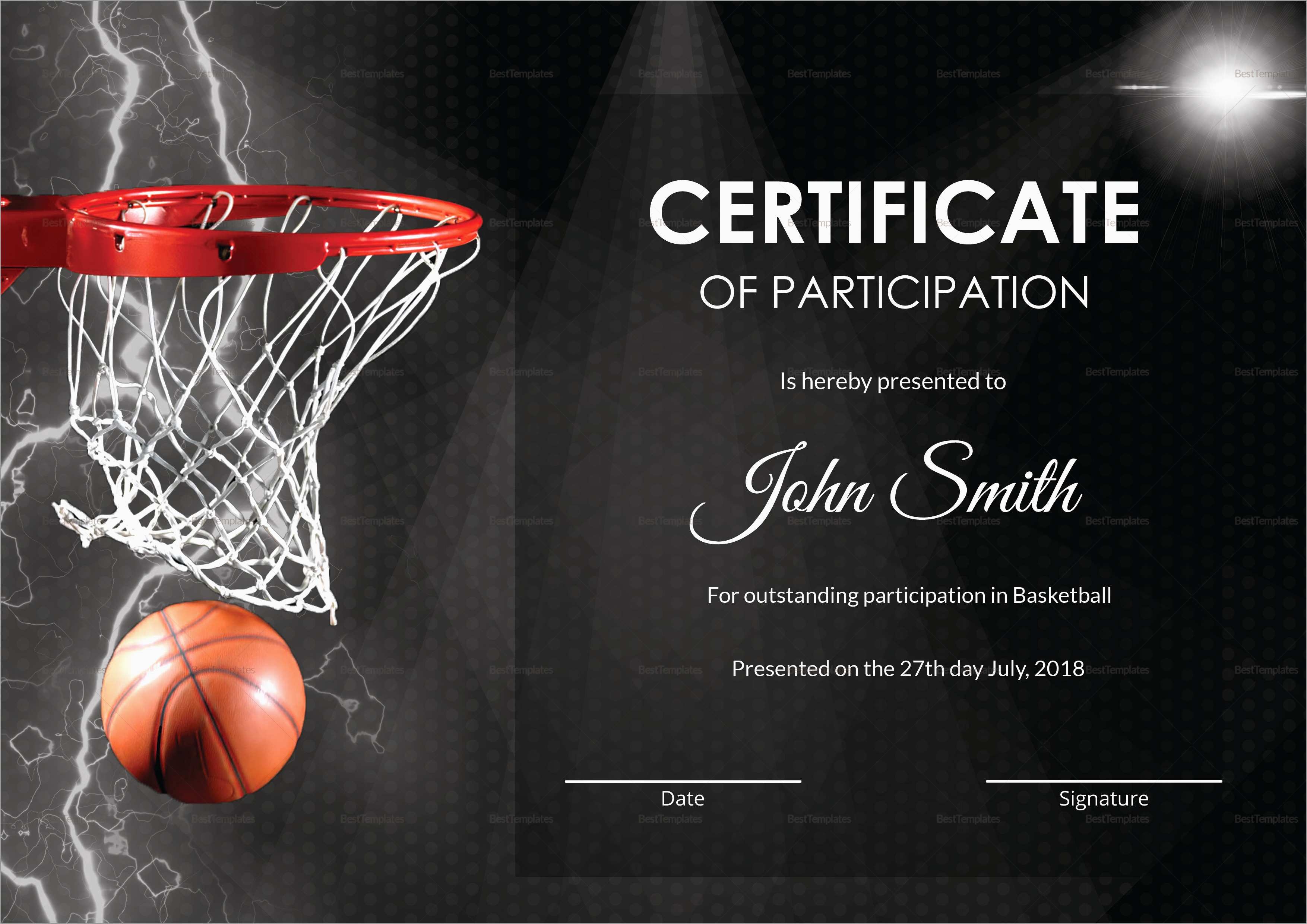 Elegant Free Basketball Website Templates | Best Of Template - Basketball Participation Certificate Free Printable
