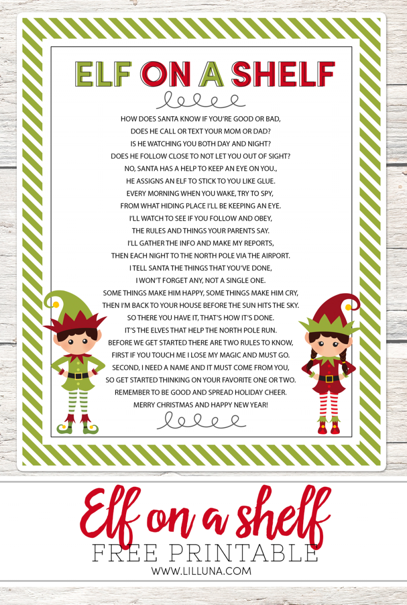Elf On The Shelf Story - Free Printable Poem | Advent Poems | Elf On - Free Printable Elf On The Shelf Story