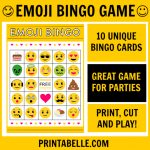 Emoji Bingo Printable Game In 2019 | Emoji Party Ideas | Emoji Bingo   Free Emoji Bingo Printable