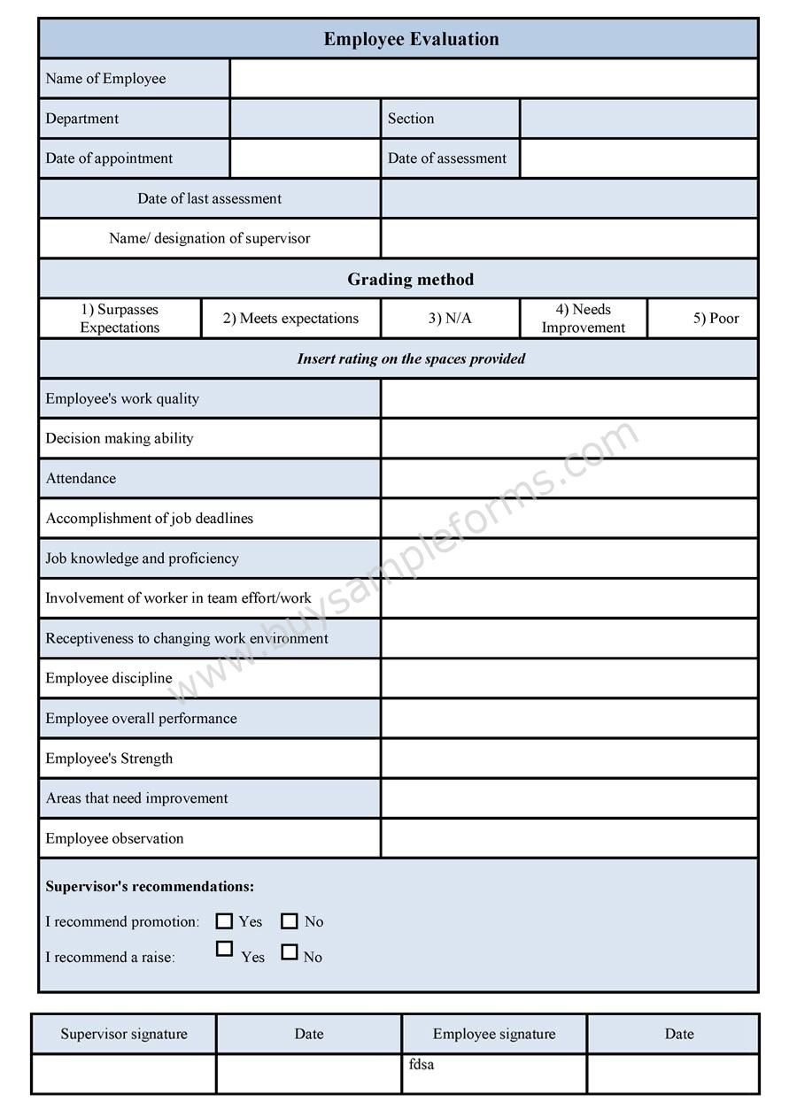 Employee Evaluation Template | Projects To Try | Evaluation Employee - Free Employee Evaluation Forms Printable