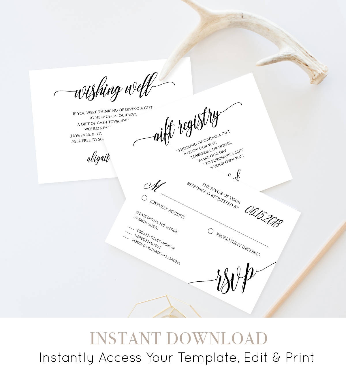 Enclosure Card Template, Printable Insert Card, Editable File For - Free Printable Wedding Inserts