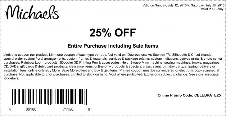 Free Printable Michaels Coupons