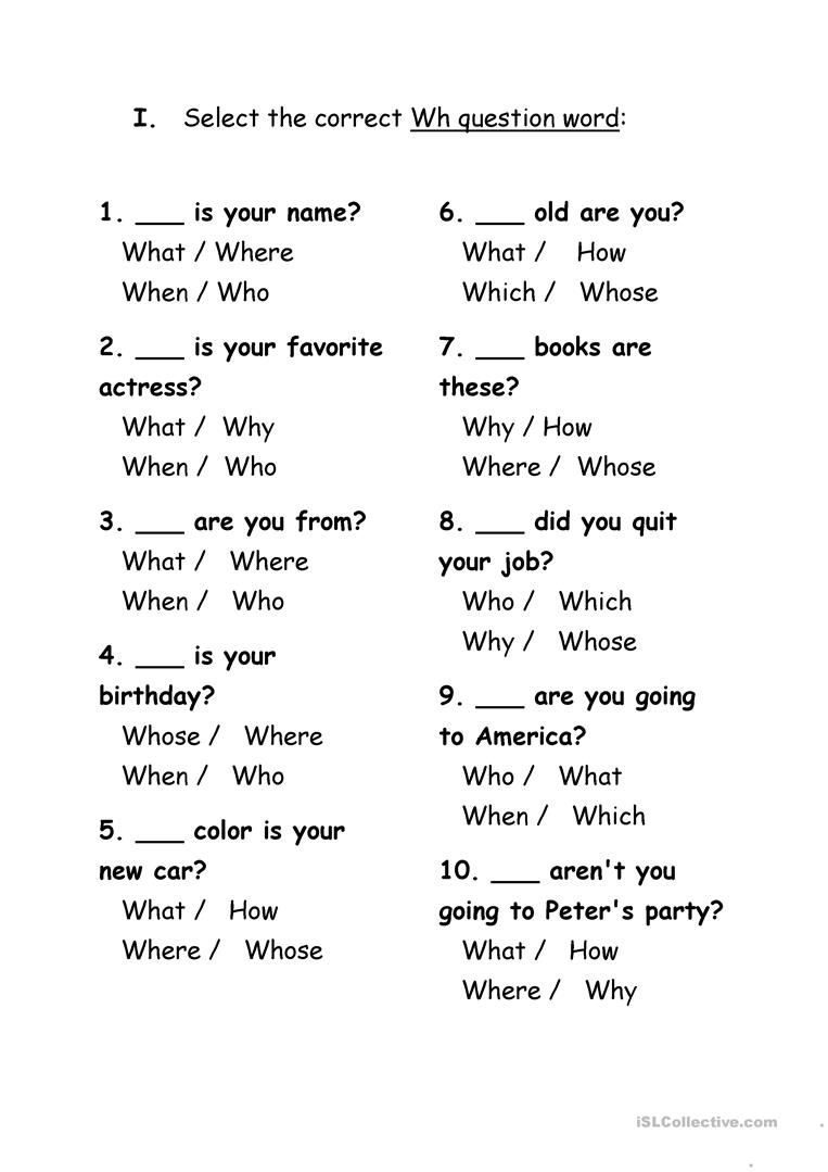 Exercises Wh Question Words Worksheet - Free Esl Printable - Free Printable English Lessons