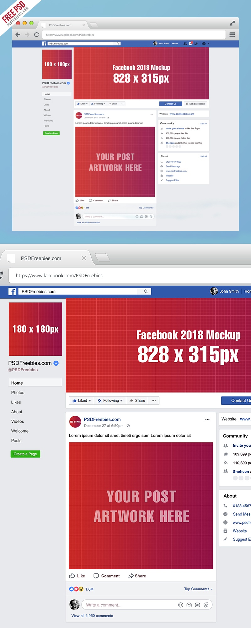 Facebook Page Mockup 2018 Template Psd On Behance - Free Printable Facebook Template