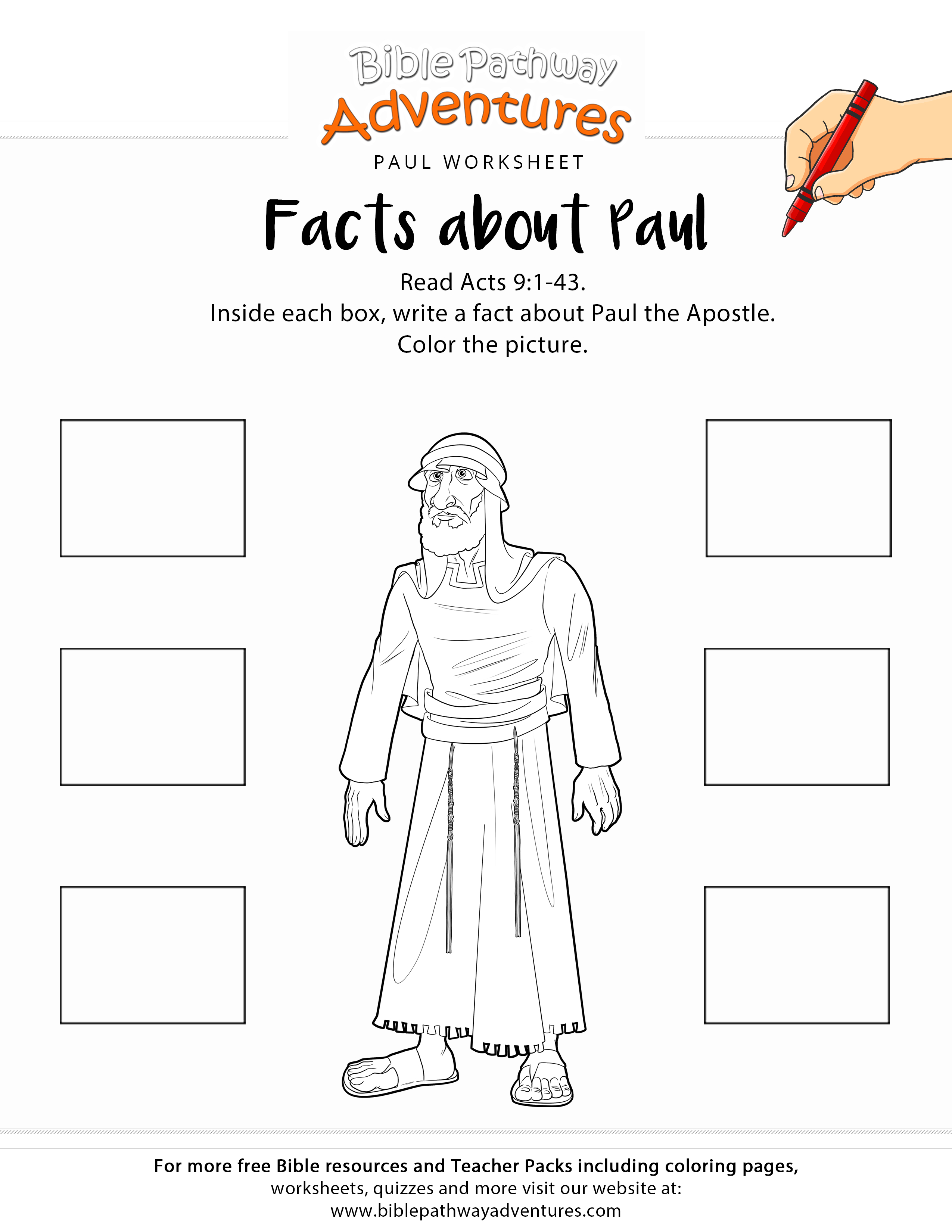 Facts About Paul Printable Bible Worksheet | Adventure Zone | Bible - Free Printable Sunday School Lessons For Kids