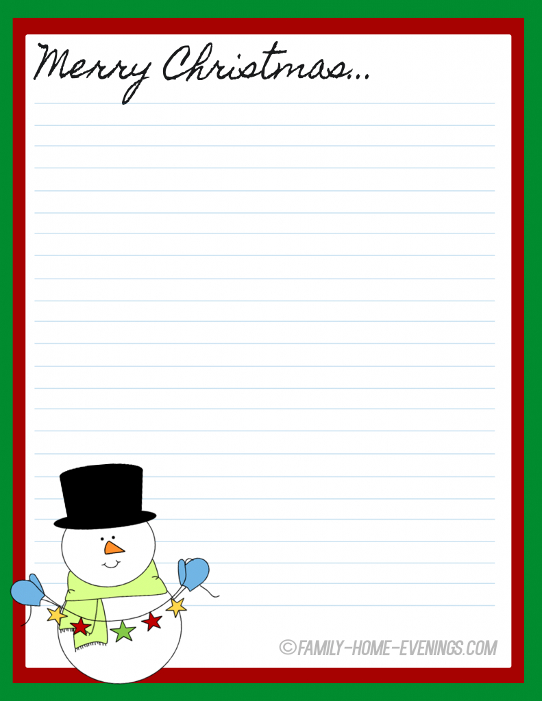 Family Home Evening Christmas Stationary Free Printable-Snowman-2 - Free Printable Snowman Stationery