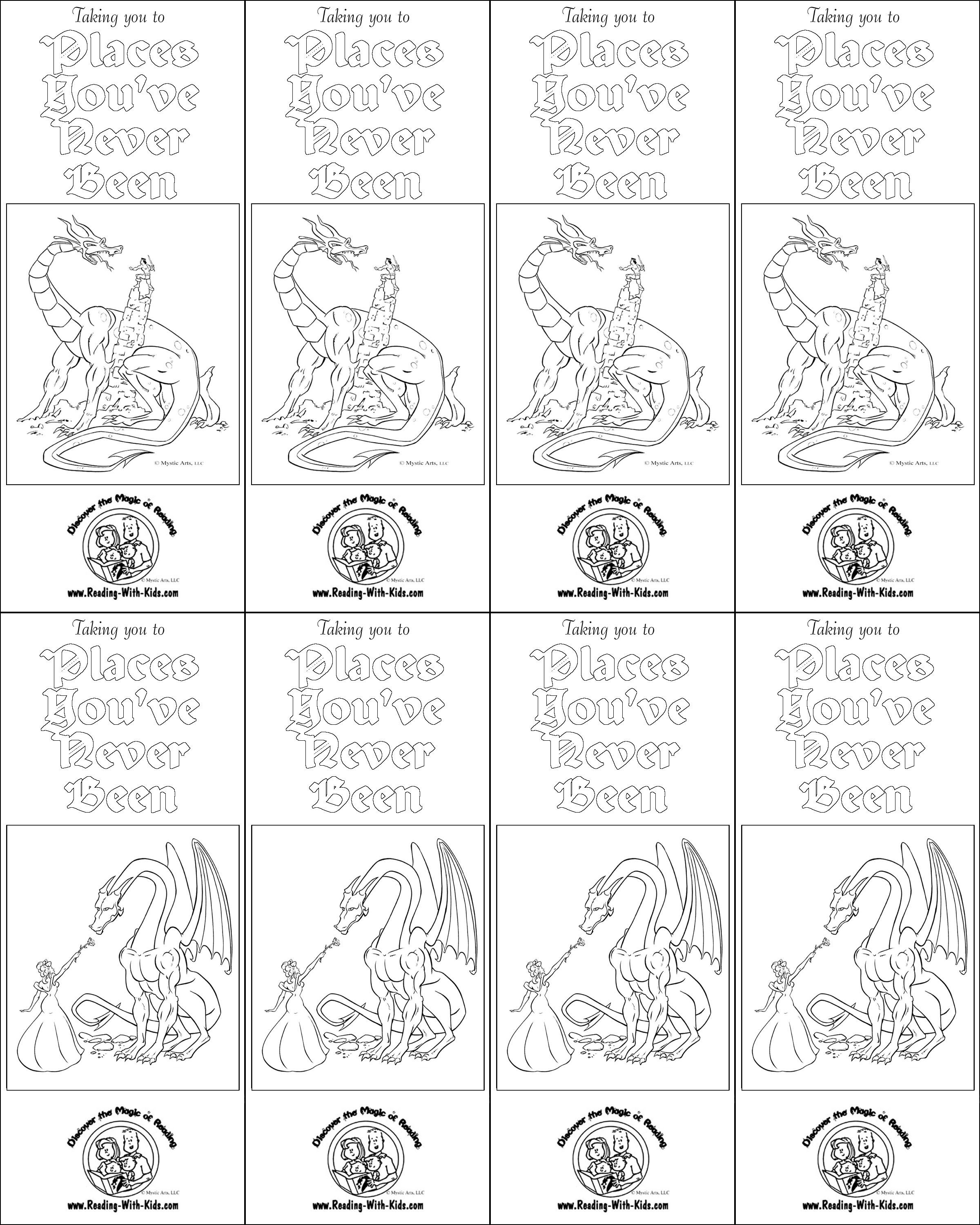 Fantasy Dragon Color Your Own Bookmark | Fantasy Coloring Pages - Free Printable Christmas Bookmarks To Color