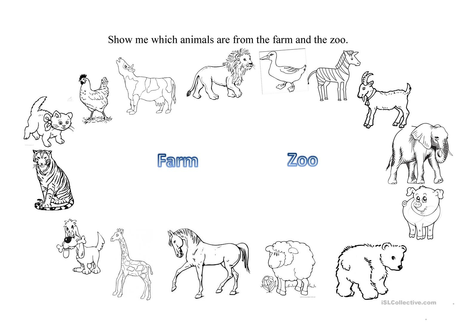 Farm And Zoo Animals Worksheet - Free Esl Printable Worksheets Made - Free Printable Zoo Worksheets