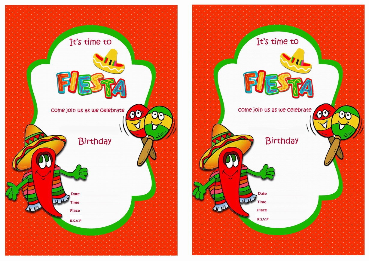 Fiesta Mexican Birthday Invitations | Birthday Printable - Free Printable Fiesta Invitations