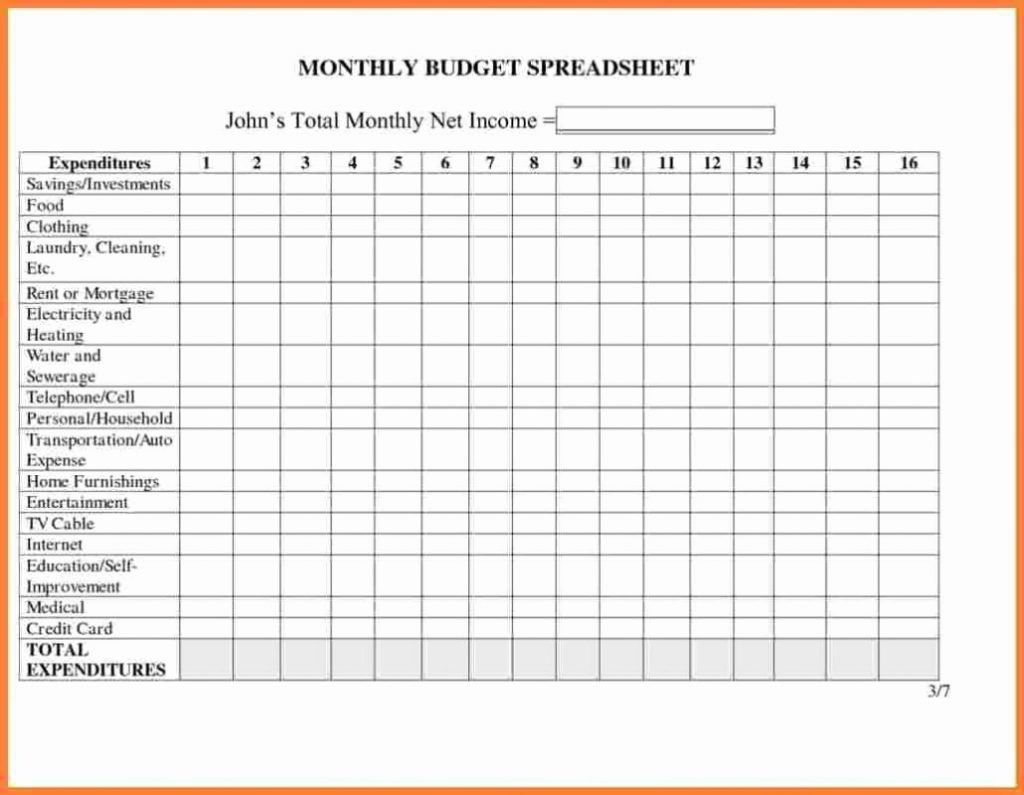 Finance Spreadsheet Template Monthly Bill Free Excel Expenses - Free Printable Monthly Bill Payment Worksheet
