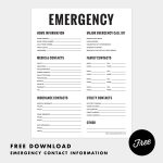 Fine & Dandy Freebies! Emergency Contact Sheet Printable #organizing   Free Printable Emergency Phone List