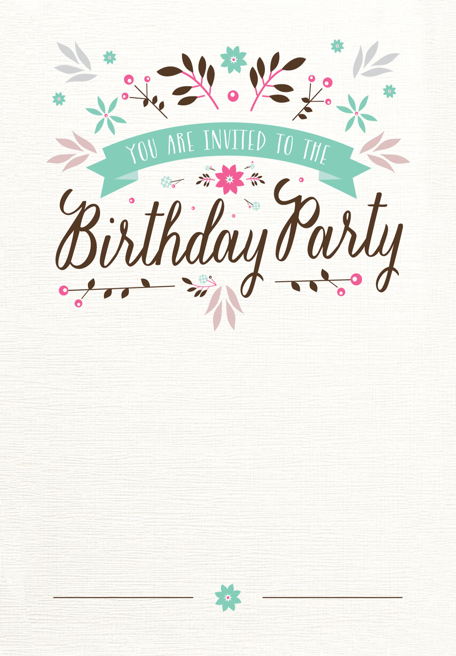 Flat Floral - Free Printable Birthday Invitation Template - Free Printable Invitation Maker