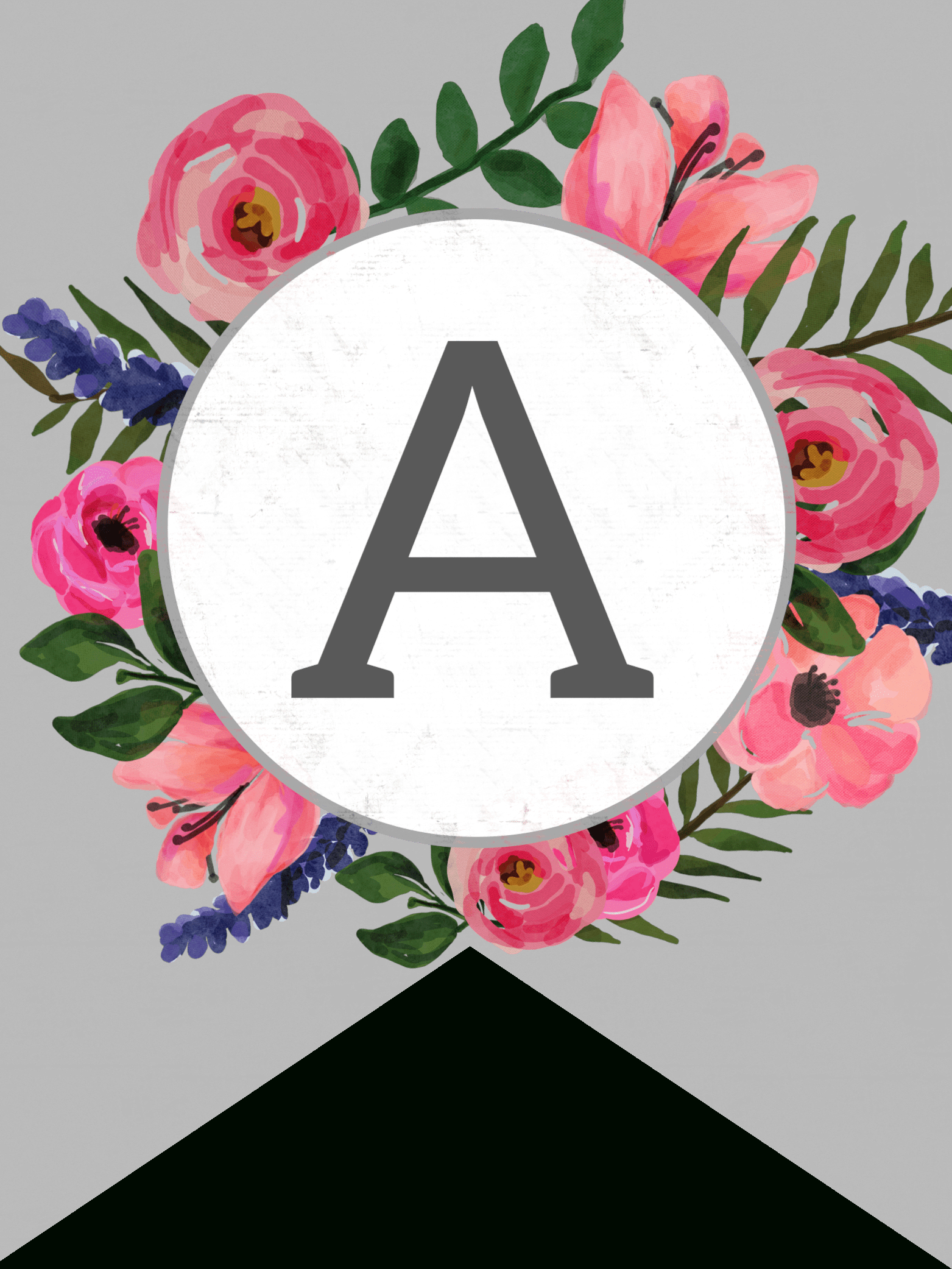 Floral Alphabet Banner Letters Free Printable - Paper Trail Design - Free Printable Wedding Banner Letters