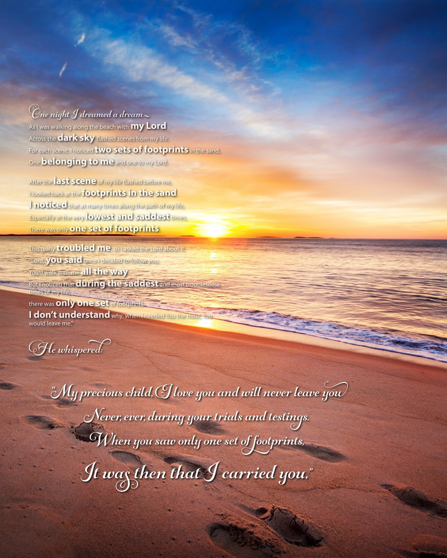 Footprints In The Sand Poem | Beautiful Poem From Only The Bible - Footprints In The Sand Printable Free