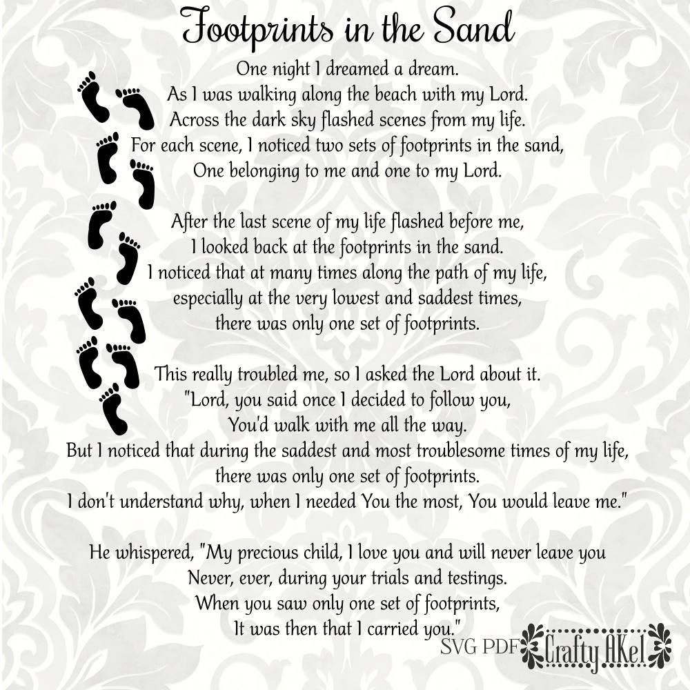 Footprints In The Sand Poem - Svg &amp;amp; Pdf Files - Vector - Clipart - Footprints In The Sand Printable Free