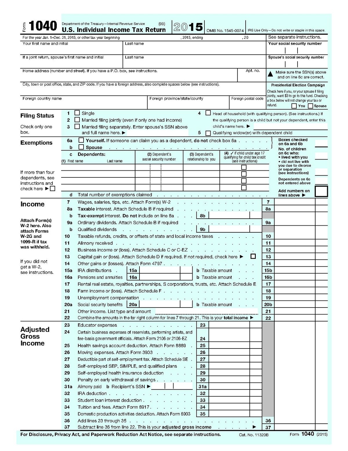 Form 1040 - Wikipedia - Free Printable Irs 1040 Forms