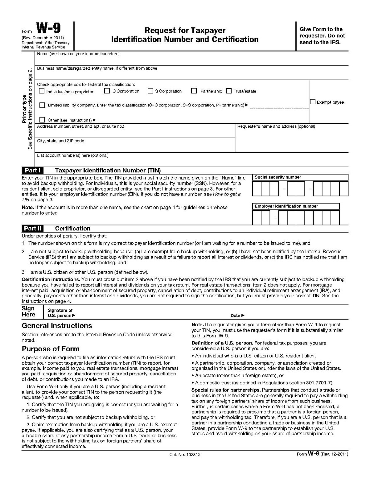 Form W-9 - Wikipedia - W9 Free Printable Form 2016