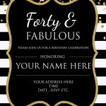 Forty & Fabulous : 40Th Birthday Invitation Template   Psd   Free Printable Surprise 40Th Birthday Party Invitations