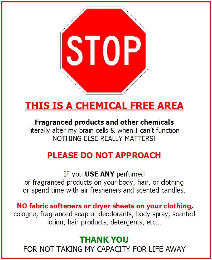 Fragrance-Free Door Signs | Seriously &amp;quot;sensitive&amp;quot; To Pollution - Free Printable Fragrance Free Signs