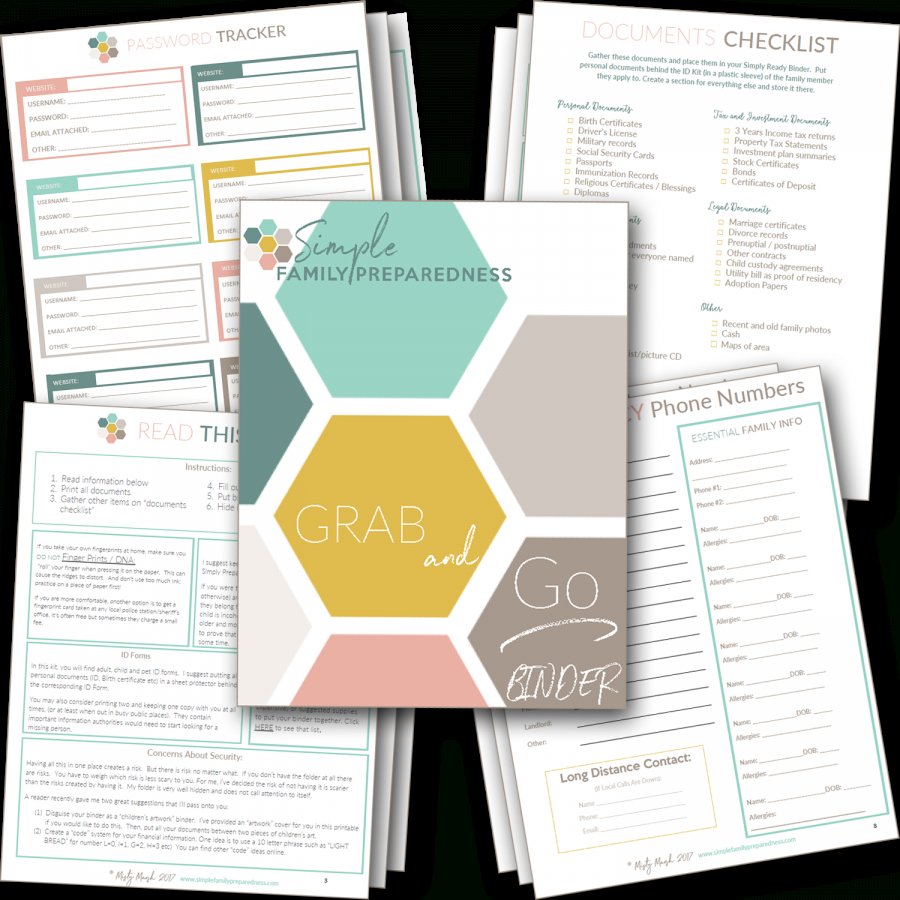 Free 18 Page Printable Grab And Go Binder | Simple Family Preparedness - Free Printable Documents