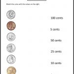 Free 1St Grade Worksheets | Match The Coins And Its Values   Free Printable Money Worksheets For 1St Grade