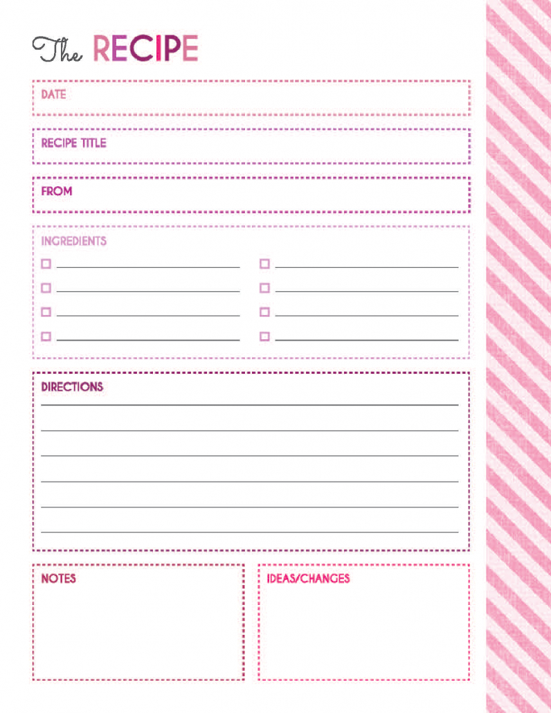 Free 200 Printable Planner Pages - Letter Size | Planner Addict - Free Printable Recipe Pages