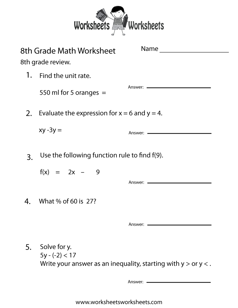 Free 8Th Grade Worksheets | Two Ways To Print This Free 8Th Grade - Free Printable 8Th Grade Algebra Worksheets