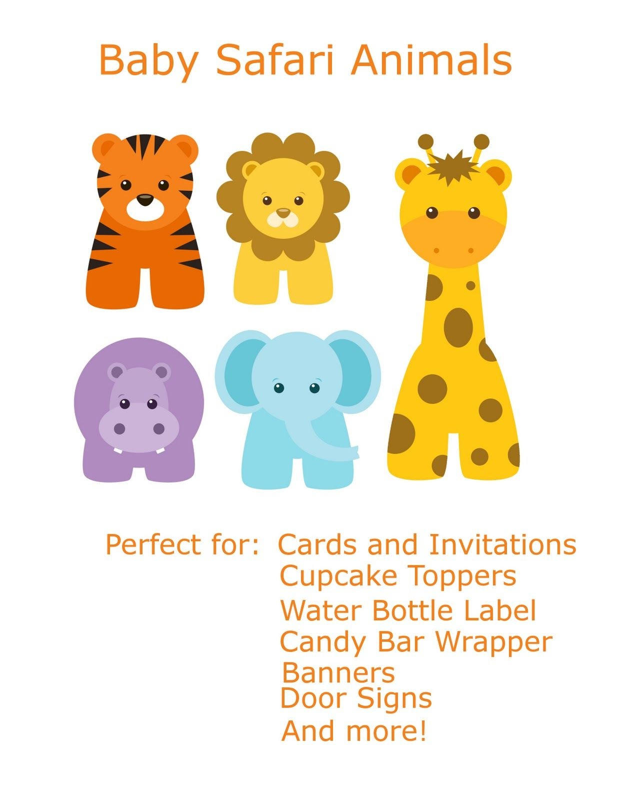 Free Baby Animal Clip Art | Paper Parties: Baby Safari Clip Art - Free Printable Baby Jungle Animal Clipart